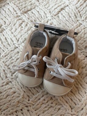 Carter's Tan Canvas Toddler Sneakers with White Toe